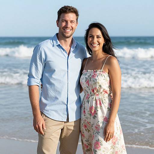 Happy Couple on Sunny Beach