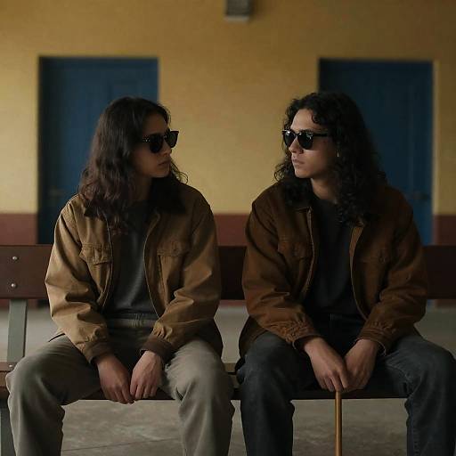 Intense Moment in a Yellow-lit Room