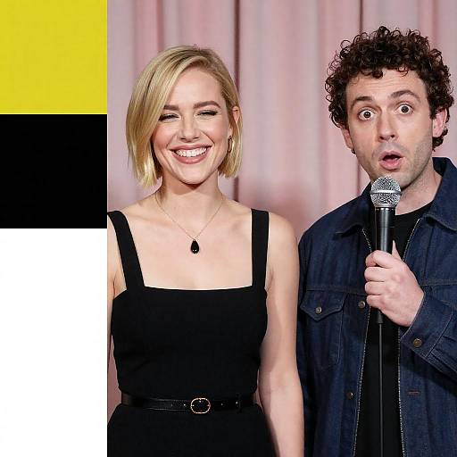 Surprised Duo Under Pink Curtains