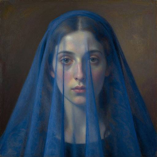 Woman's Face with Blue Veil 1909