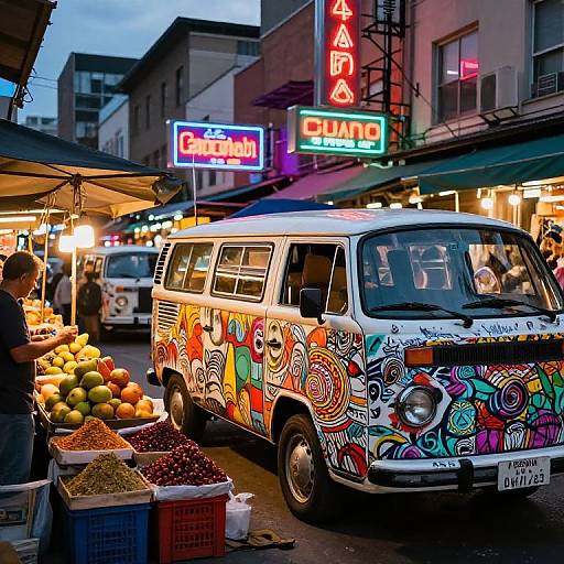 Kombi in Vibrant Neon Street Market