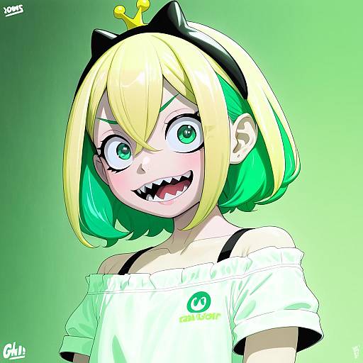 Illustration of Amano pikamee, voms in the style of Obui