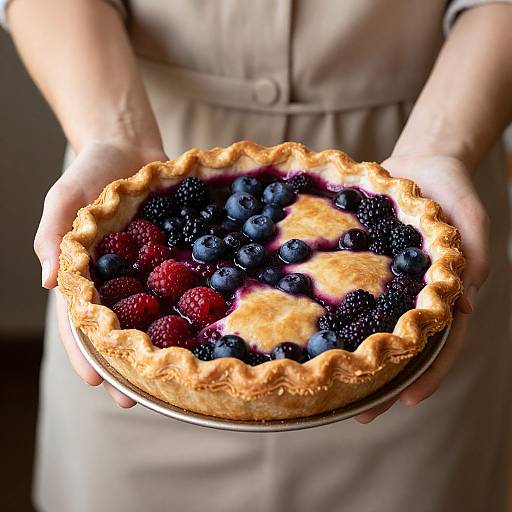 Woman Holding Mixed Berry Filo Pie