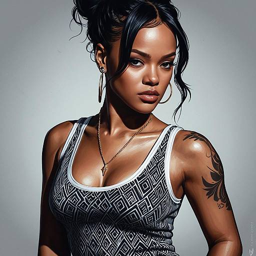 Portrait of Woman in Detailed Tank Top