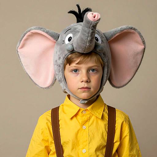 Boy Wearing Horton Elephant Costume Hat