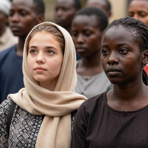 Candid Photograph of Two Women in Crowd