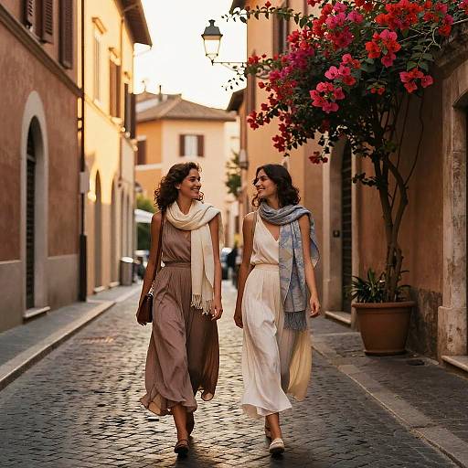 Elegant Italian Women in Rome Alley