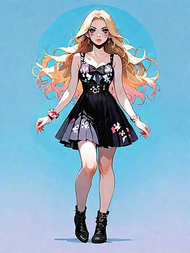 Stylish Woman in Pastel Floral Dress