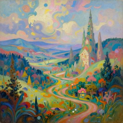 Surreal Vibrant Landscapes in Mixed Media