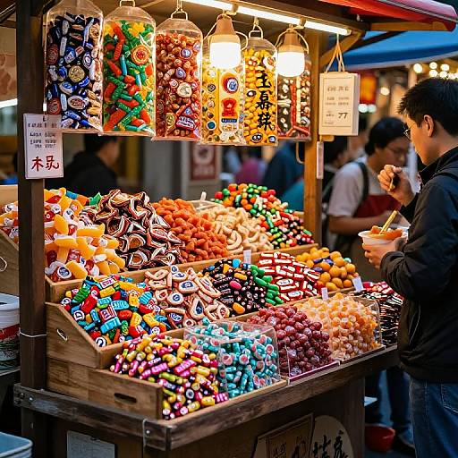 Vibrant Asian Candy Market Scene