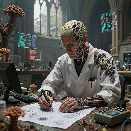 Sporebound Bioengineer in Decayed Metropolis