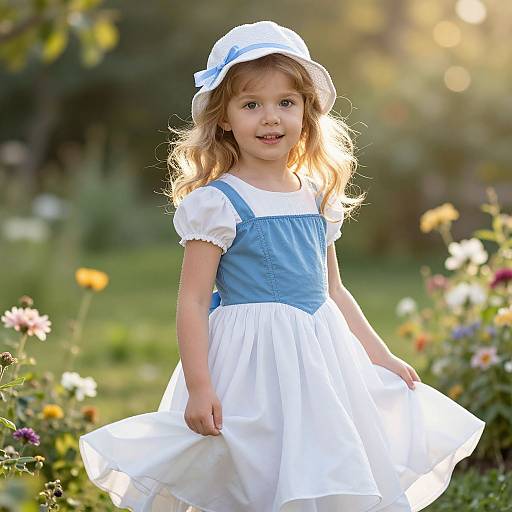 Joyful Girl in Sunlit Garden