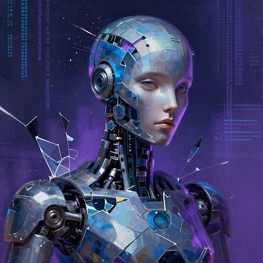 Abstract Futuristic Humanoid Robot Portrait