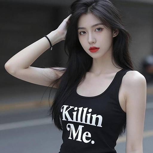 Edgy Portrait of Woman with Red Lipstick