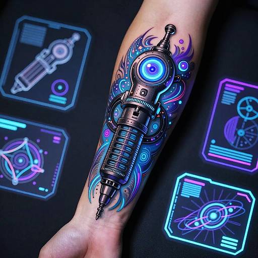 Futuristic Cyberpunk Tattoo AI Design