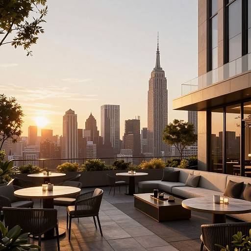 Luxurious 3D Rendered NYC Terrace Sunset