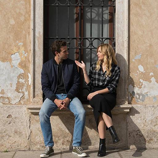 Casual Moment by a Wrought Iron Window