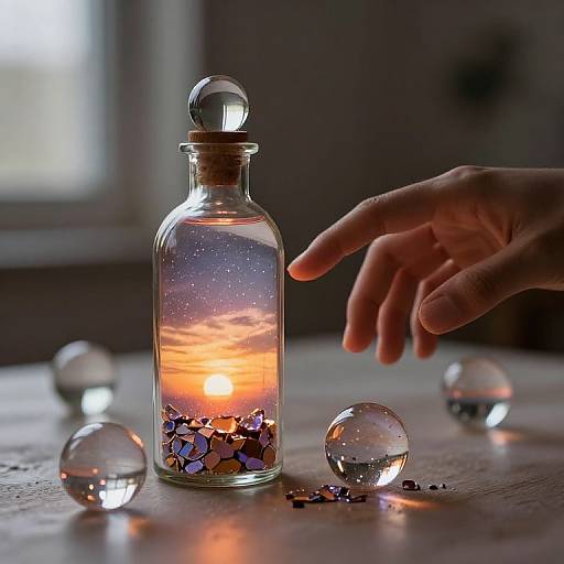 Bottled Dusk in Shimmering Spheres