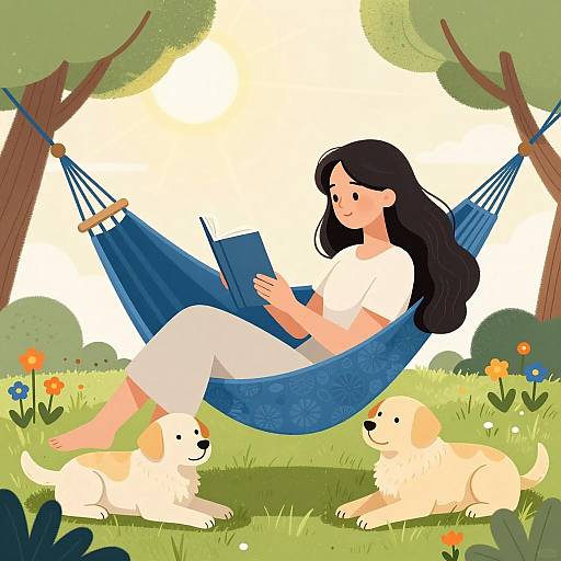 Serene Woman Reading in a Flower Field