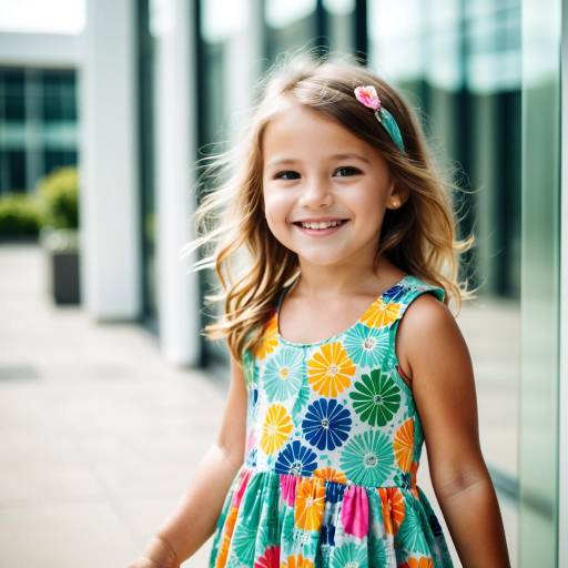 Smiling Toddler Girl in Colorful Sundress Outdoors
