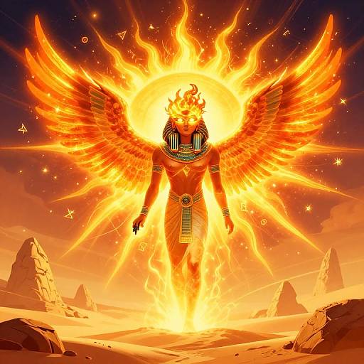 Fiery Solar Deity Rah Illustration