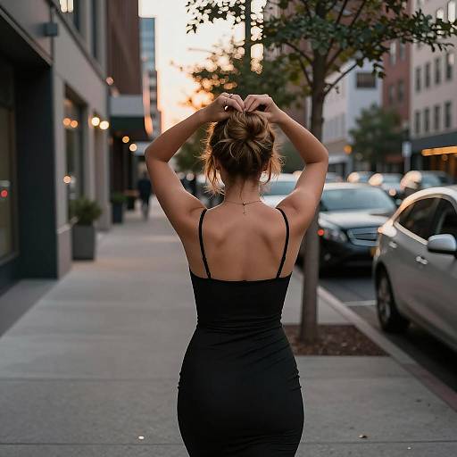 Sunset Elegance: Urban Woman in Dress
