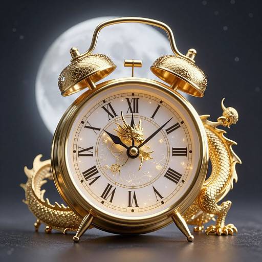 Golden Dragon Inside Luminous Clock