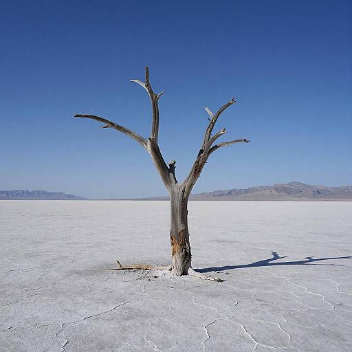 Solitary Dead Tree on Salt Flat