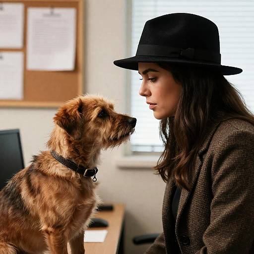 Woman and Dog in Office Setting