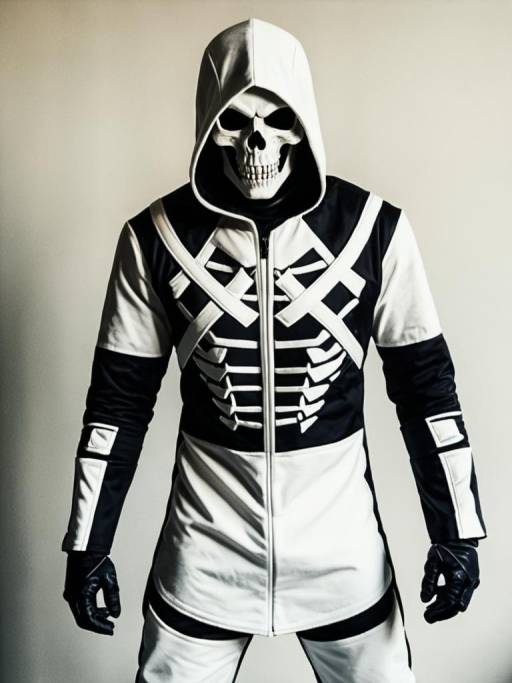 Man in Skulker Costume with Skull Mask