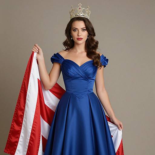 Regal American Woman in Patriotic Dress