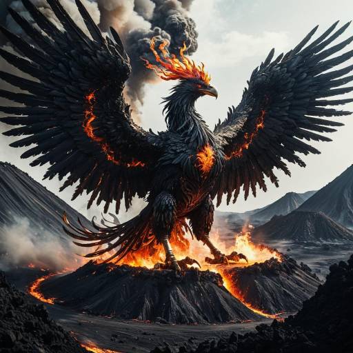 Mechanical Phoenix in Volcanic Crater