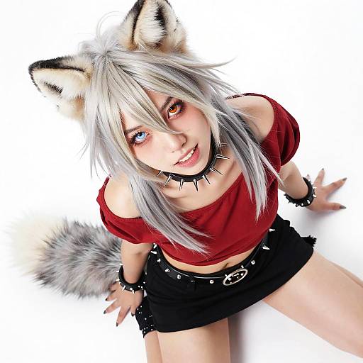 Smug Arctic Fox Punk Close-Up Portrait