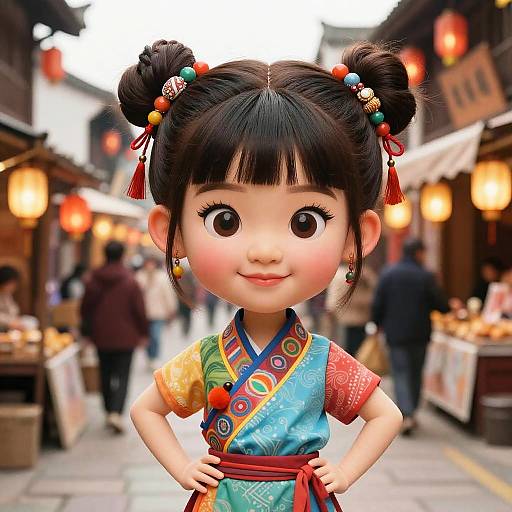 Playful Asian Woman Caricature