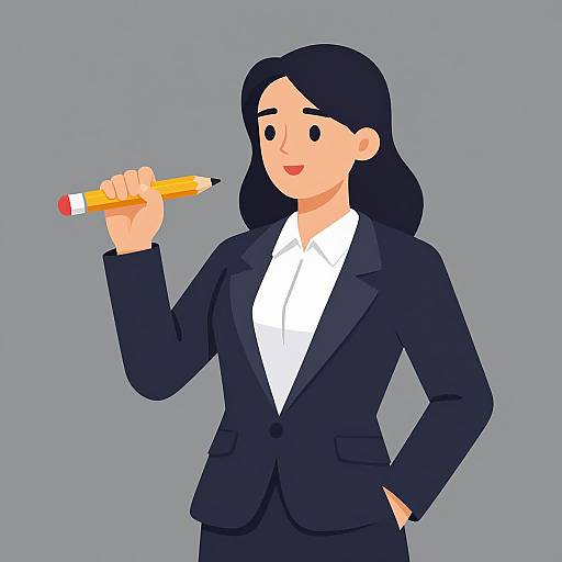 Business Woman with Pencil Illustration