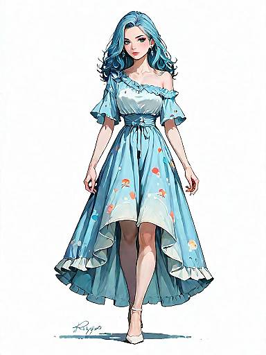 Stylish Woman in Gingham Dress