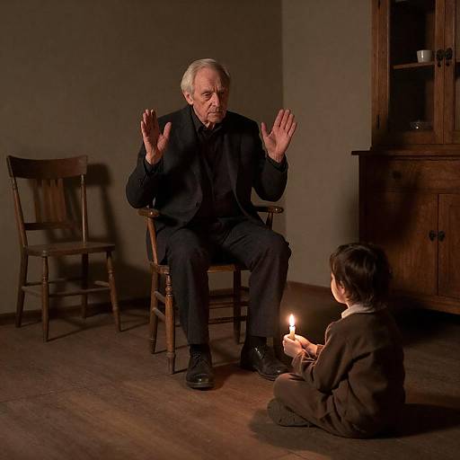 Rustic Room with Candlelight and Characters