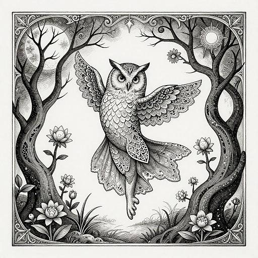 Mystical Twilight Owl Spirit Dance