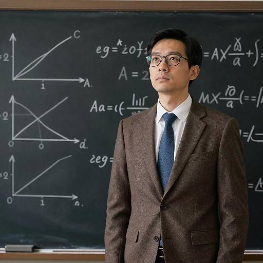 Serious Scholar in Tweed Suit Setting