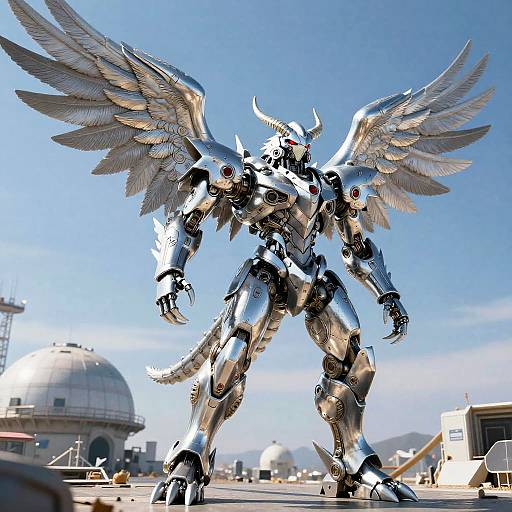 Anthro Titanium Hawk Mecha Warrior