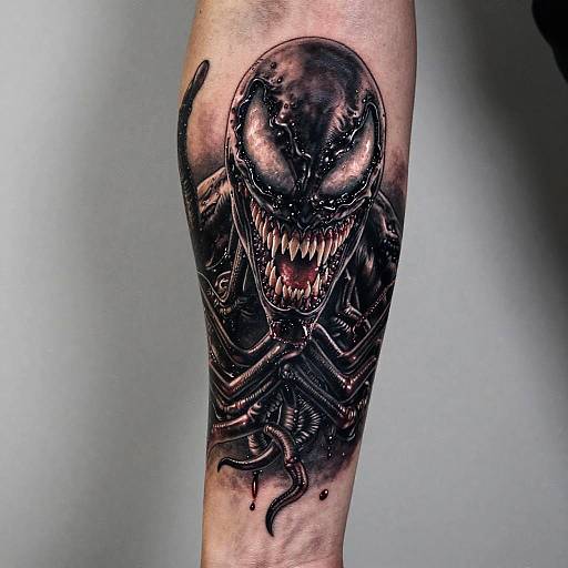 Realistic Venom Symbiote Forearm Tattoo