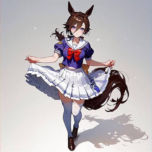 Anime Horse Girl in School Uniform