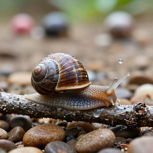 Graceful Snail on Textured Branch