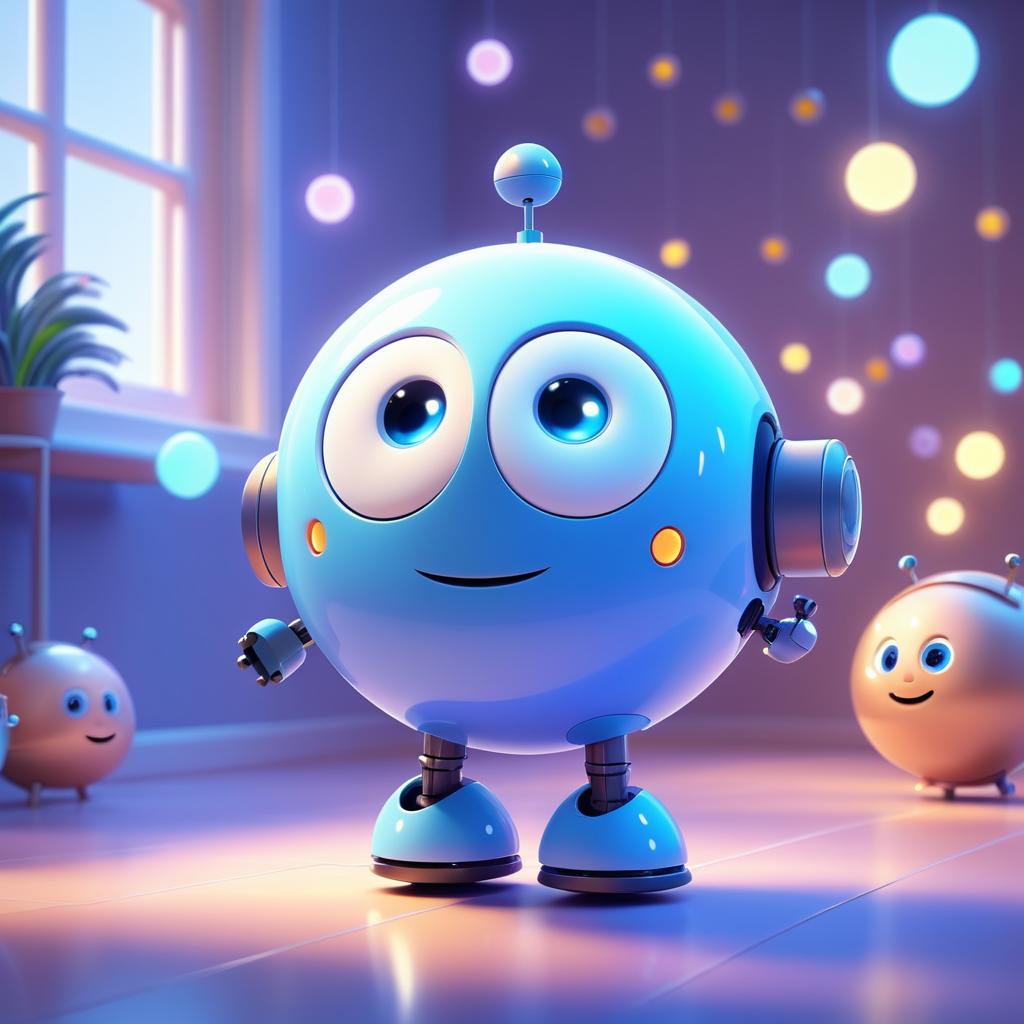 Whimsical 3D Robot in Dreamy Scene