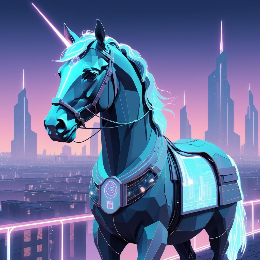 Celestial Horse in Dystopian Landscape