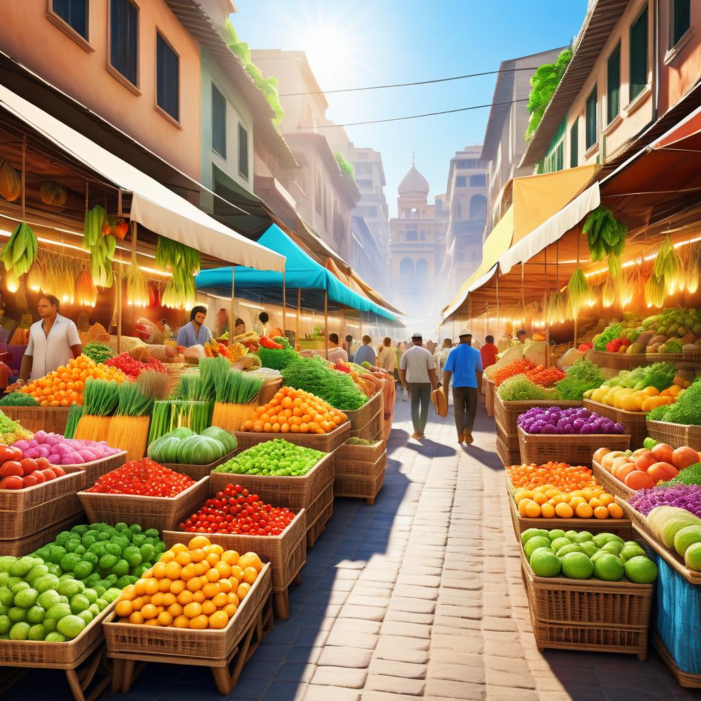 Vibrant Street Market Scene in Photorealism