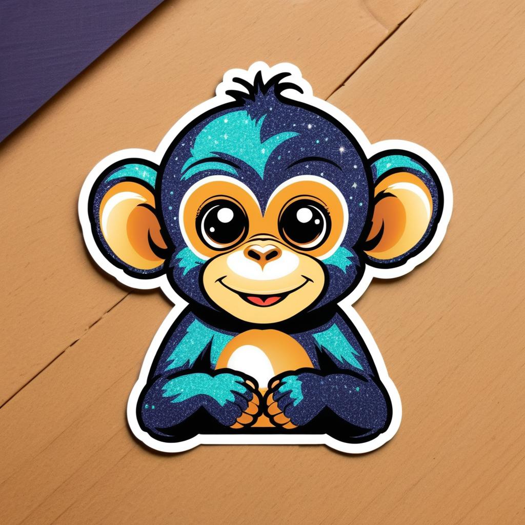 Cheeky Sparkly Monkey Sticker Design