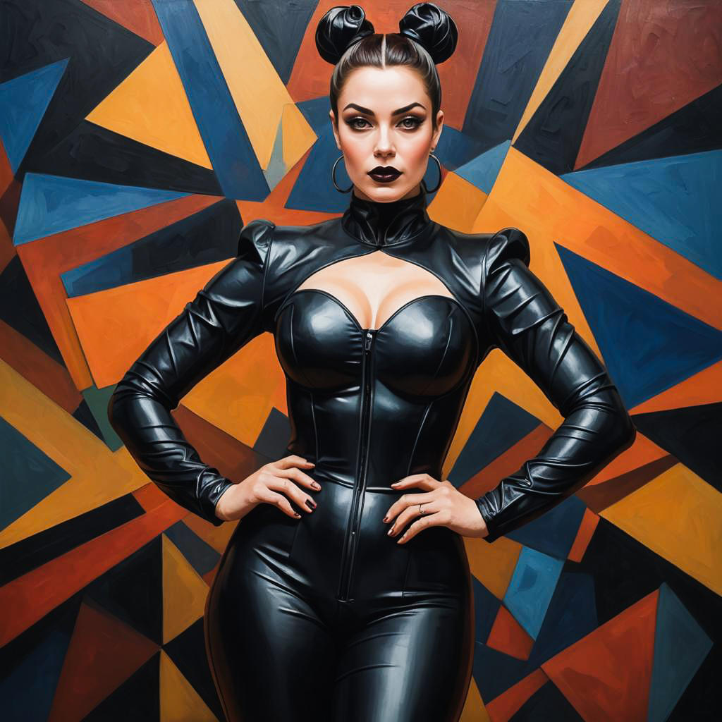 Cubist Elegance: Mistress in Leather