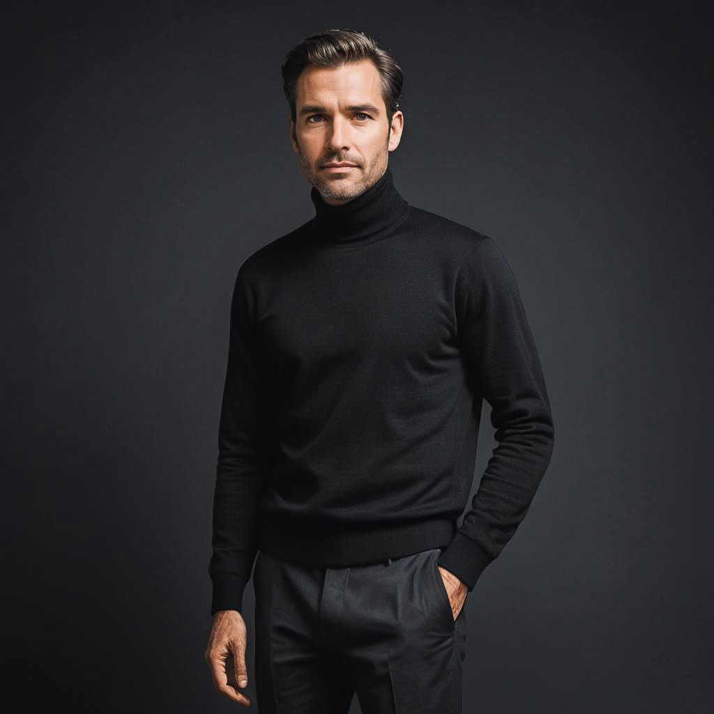 Elegant Man in Black Turtleneck Portrait