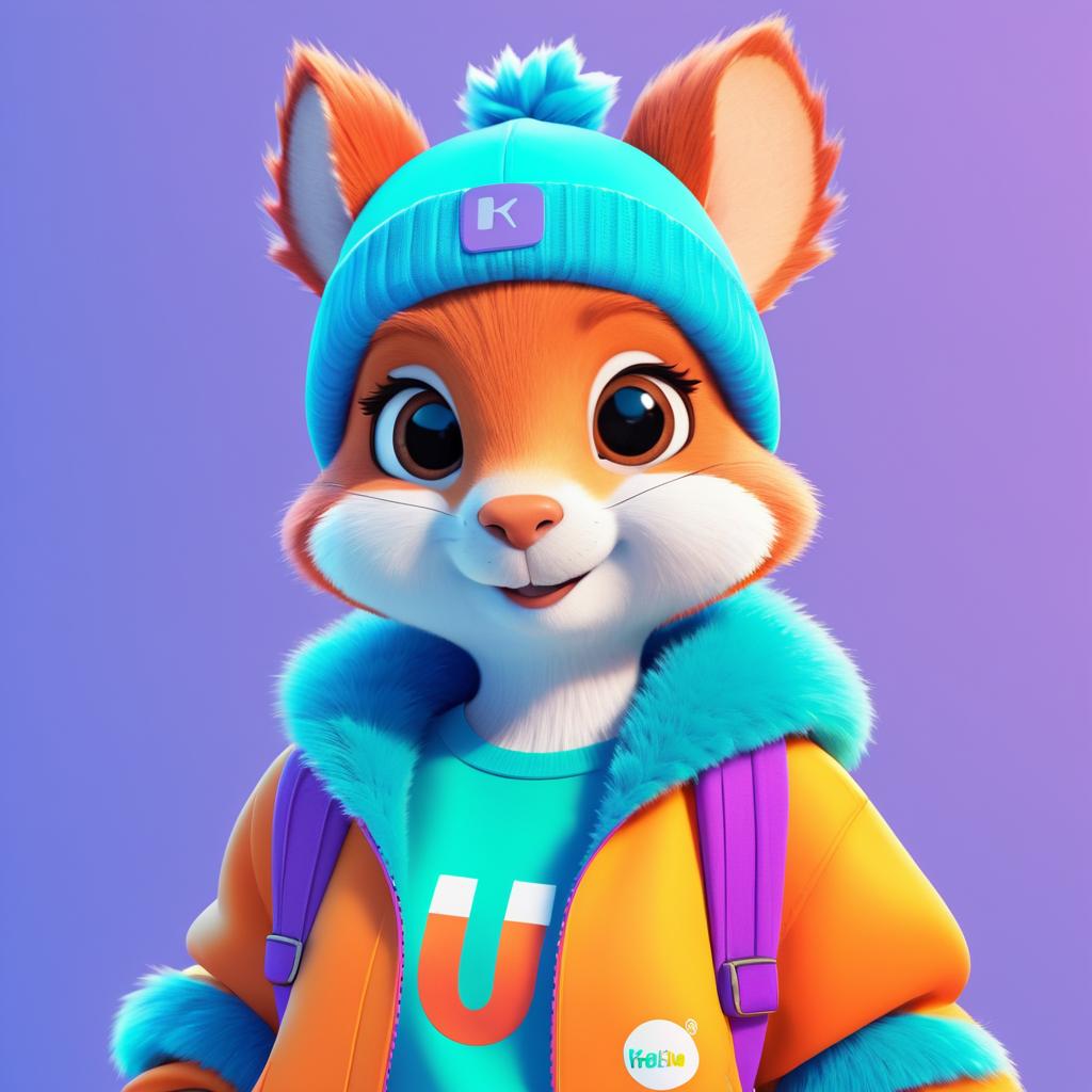 Vibrant Pixar-Style Squirrel Character Design